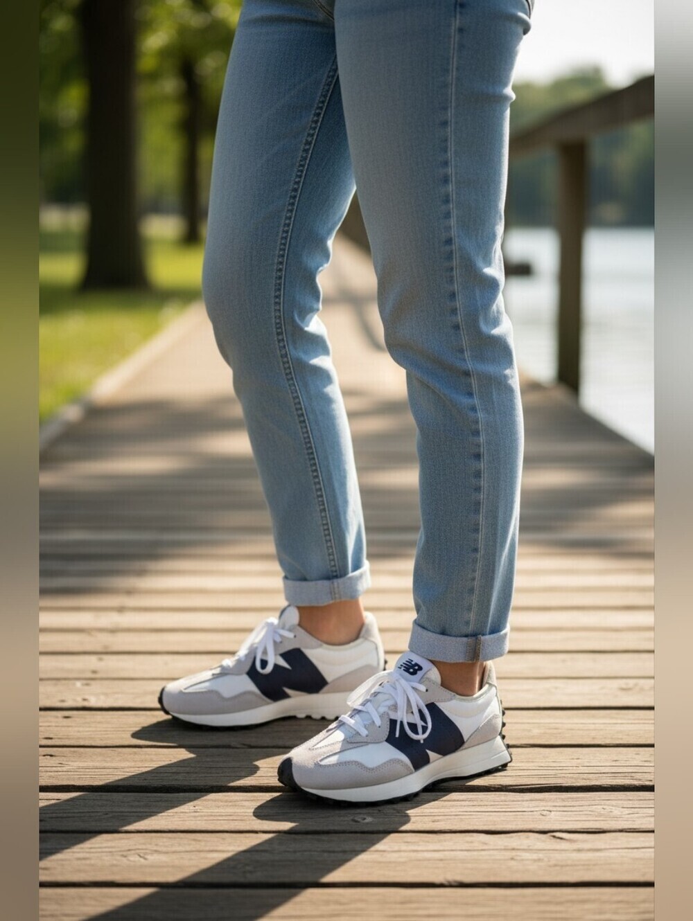New Balance Gray and White Sneakers